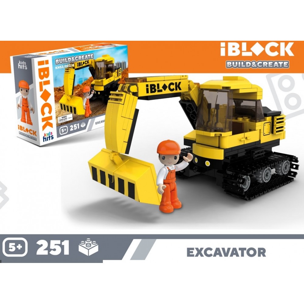 Конструктор IBLOCK JUNIOR Екскаватор Kids hits  KH53/002/4 251 дет.в короб. 24*6*16см