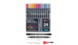 Набір маркерів акварельних SANTI  Brush Marker  24 шт/уп  двосторонні