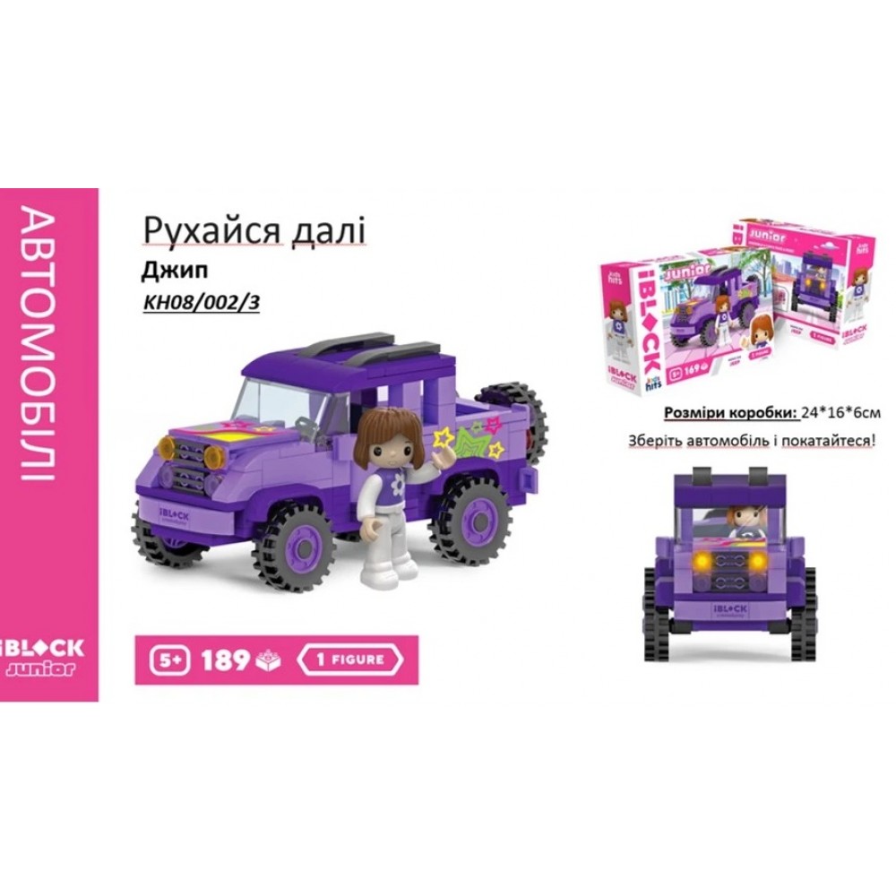 Констр. для дівчат Kids hits IBLOCK JUNIOR  KH08/002/3 Джип 189 деталей в коробці 24х16 см