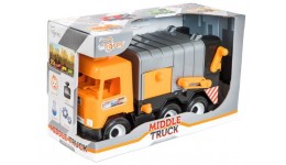 Авто  Middie truck  сміттєвоз Сity (помаранчевий) в коробці р.44х27х19см