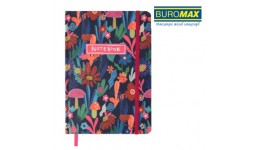 Блокнот А5 BUROMAX 96арк. 255118-10 FLORA  на гумці клітинка  офсет крем.  тв.лам.обл.  рожева