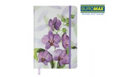 Блокнот А5 BUROMAX 96арк. 255119-39 ORCHID на гумці клітинка  офсет крем. тв.лам.обл. лавандова