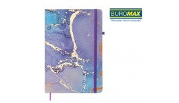 Блокнот А5 BUROMAX 80арк. 255121-07 MARBLE на гумці клітинка. офсет крем. тв.лам.обл. фіолетова