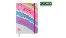 Блокнот А5 BUROMAX 96арк. 255116-10 NEON на гумці  клітинка  офсет крем.  тв.лам.обл.  рожева