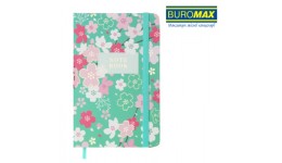 Блокнот А6 BUROMAX 80 арк. 256102-14 BLOSSOM на гумці клітинка. офсет крем. тв.обл. блакитна