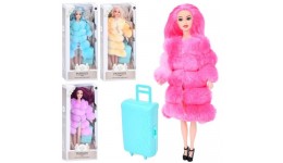 Лялька 2605C шарнірна  валіза  4 кольори  кор.  14-32-6 см.