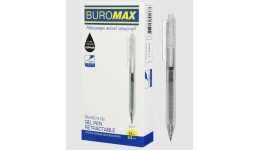 Ручка гелева автоматична BUROMAX 8374-02 JELLY 0.5 мм  з силіконовим грипом чорна (12шт.в упак)