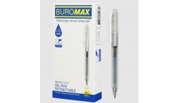 Ручка гелева автоматична BUROMAX 8374-01 JELLY 0.5 мм з силіконовим грипом синя (12 шт.в упак.)