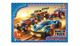 Пазли G-Toys   70 елем із серії  Монстер траки  в коробці+плакат 19*13*3 см